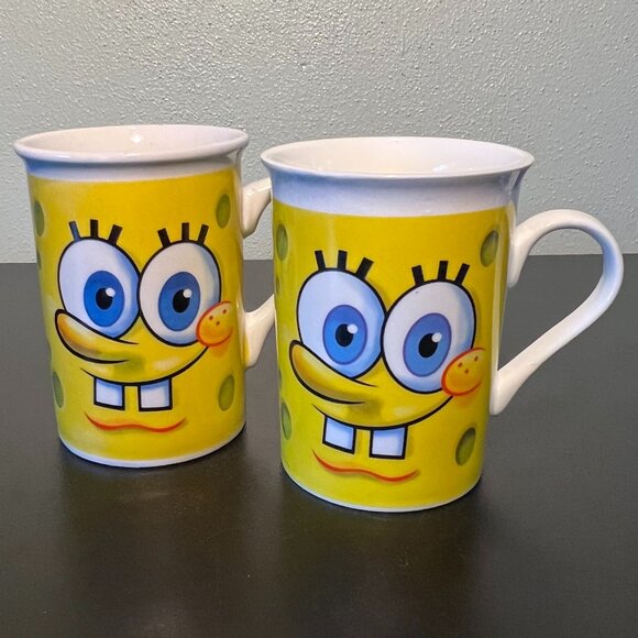 Set of 2 SpongeBob Squarepants Ceramic Mugs 2011 and 2012 VIACOM ~ Nickelodeon - Picture 2 of 10